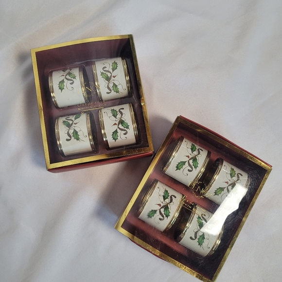 Lenox Gold and Green Napkin Rings Set